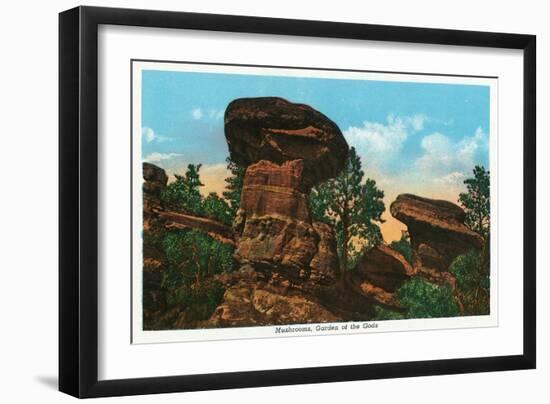 Colorado Springs, Colorado, View of Giant Mushroom Rock Formations-Lantern Press-Framed Art Print