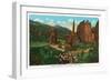 Colorado Springs, Colorado, View of Indians having a Ceremony in Garden of the Gods-Lantern Press-Framed Art Print