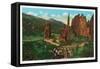 Colorado Springs, Colorado, View of Indians having a Ceremony in Garden of the Gods-Lantern Press-Framed Stretched Canvas