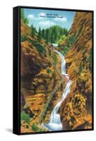 Colorado Springs, Colorado, View of Seven Falls, South Cheyenne Canyon-Lantern Press-Framed Stretched Canvas