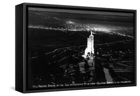 Colorado Springs, Colorado - Will Rogers Shrine of the Sun on Cheyenne Mt at Night-Lantern Press-Framed Stretched Canvas