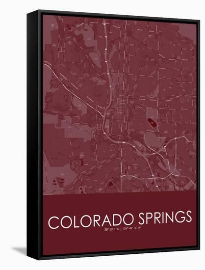 Colorado Springs, United States of America Red Map-null-Framed Stretched Canvas
