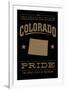 Colorado State Pride - Gold on Black-Lantern Press-Framed Art Print