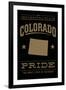 Colorado State Pride - Gold on Black-Lantern Press-Framed Art Print