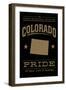 Colorado State Pride - Gold on Black-Lantern Press-Framed Art Print