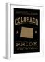 Colorado State Pride - Gold on Black-Lantern Press-Framed Art Print