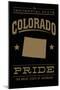 Colorado State Pride - Gold on Black-Lantern Press-Mounted Art Print