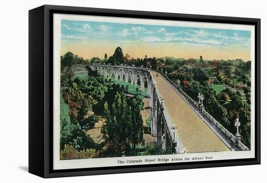 Colorado Street Bridge Across the Arroyo Seco - Pasadena, CA-Lantern Press-Framed Stretched Canvas