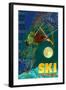 Colorado - Timelapse Skier-Lantern Press-Framed Art Print