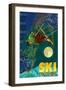 Colorado - Timelapse Skier-Lantern Press-Framed Art Print