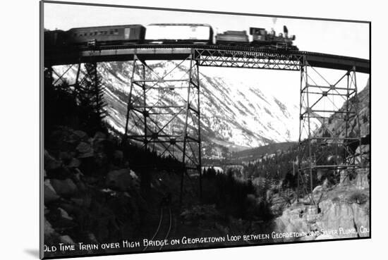 Colorado - Train on Georgetown Loop between Georgetown and Silver Plume-Lantern Press-Mounted Art Print