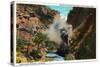 Colorado, Train Rounding Inspiration Point, Clear Creek Canyon near Idaho Springs-Lantern Press-Stretched Canvas