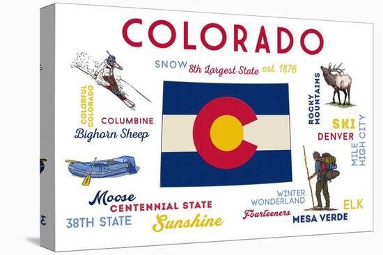 Colorado - Typography and Icons-Lantern Press-Stretched Canvas
