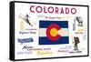 Colorado - Typography and Icons-Lantern Press-Framed Stretched Canvas