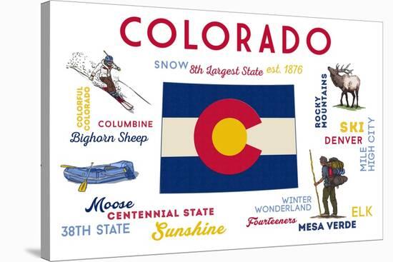 Colorado - Typography and Icons-Lantern Press-Stretched Canvas