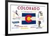 Colorado - Typography and Icons-Lantern Press-Framed Art Print