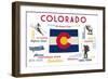 Colorado - Typography and Icons-Lantern Press-Framed Art Print