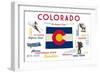 Colorado - Typography and Icons-Lantern Press-Framed Art Print