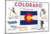 Colorado - Typography and Icons-Lantern Press-Mounted Art Print
