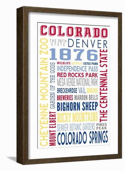 Colorado - Typography-Lantern Press-Framed Art Print