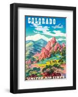 Colorado - United Air Lines - Garden of the Gods, Colorado Springs-Joseph Feher-Framed Art Print