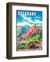 Colorado - United Air Lines - Garden of the Gods, Colorado Springs-Joseph Feher-Framed Art Print