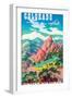 Colorado - United Air Lines, Vintage Airline Travel Poster, 1950s-Joseph Fehér-Framed Art Print