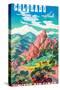 Colorado - United Air Lines, Vintage Airline Travel Poster, 1950s-Joseph Fehér-Stretched Canvas