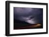 Colorado, Upper Arkansas River Valley. Lightning Stormover Vehicle Light Track-Jaynes Gallery-Framed Photographic Print