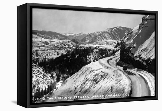 Colorado - View along Highway between Basalt and Aspen-Lantern Press-Framed Stretched Canvas