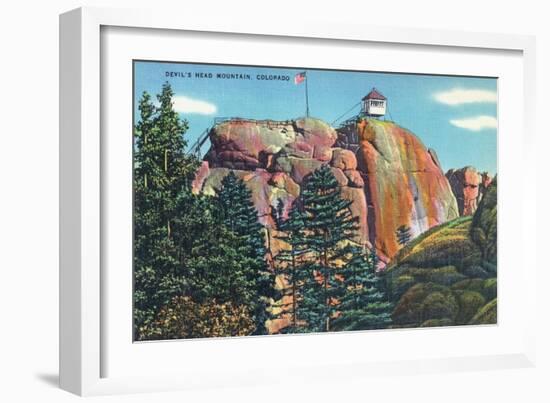 Colorado - View of Devil's Head Mountain Lookout Tower-Lantern Press-Framed Art Print