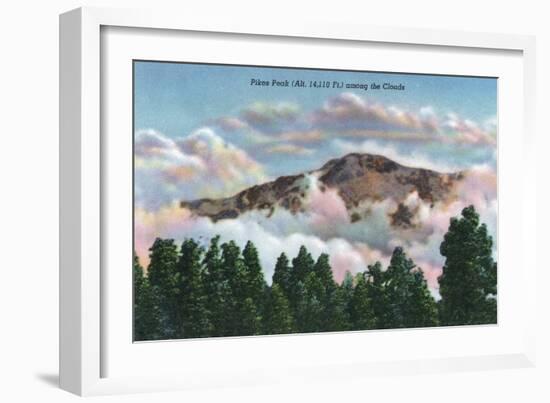 Colorado, View of Pikes Peak among the Clouds-Lantern Press-Framed Art Print