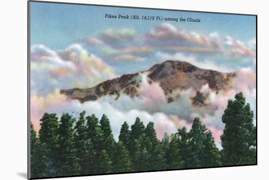 Colorado, View of Pikes Peak among the Clouds-Lantern Press-Mounted Art Print