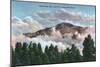 Colorado, View of Pikes Peak among the Clouds-Lantern Press-Mounted Art Print