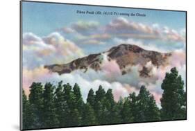 Colorado, View of Pikes Peak among the Clouds-Lantern Press-Mounted Art Print