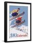 Colorado - Vintage Skiers - Lantern Press Artwork-Lantern Press-Framed Art Print