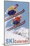 Colorado - Vintage Skiers - Lantern Press Artwork-Lantern Press-Mounted Art Print