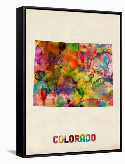 Colorado Watercolor Map-Michael Tompsett-Framed Stretched Canvas