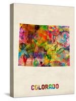 Colorado Watercolor Map-Michael Tompsett-Stretched Canvas