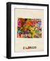 Colorado Watercolor Map-Michael Tompsett-Framed Art Print