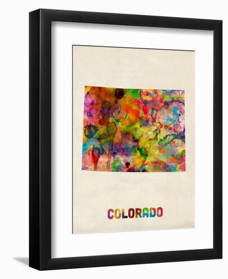 Colorado Watercolor Map-Michael Tompsett-Framed Art Print