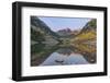 Colorado, White River National Forest, Maroon Bells with Autumn Color at First Light-Rob Tilley-Framed Photographic Print