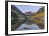 Colorado, White River National Forest, Maroon Bells with Autumn Color at First Light-Rob Tilley-Framed Photographic Print