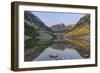 Colorado, White River National Forest, Maroon Bells with Autumn Color at First Light-Rob Tilley-Framed Photographic Print