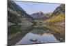 Colorado, White River National Forest, Maroon Bells with Autumn Color at First Light-Rob Tilley-Mounted Photographic Print