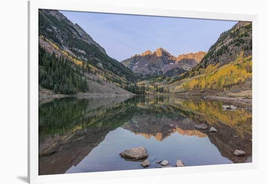 Colorado, White River National Forest, Maroon Bells with Autumn Color at First Light-Rob Tilley-Framed Photographic Print