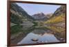 Colorado, White River National Forest, Maroon Bells with Autumn Color at First Light-Rob Tilley-Framed Photographic Print