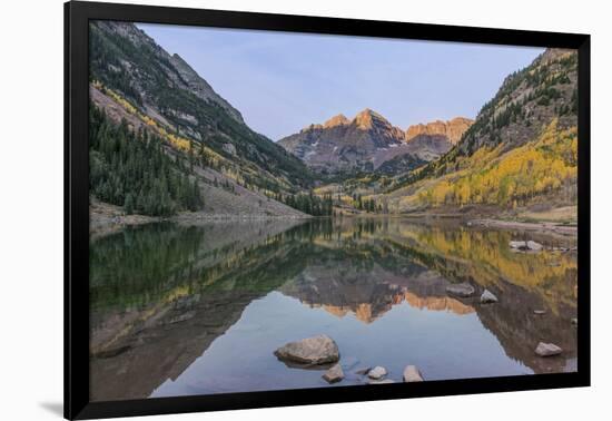 Colorado, White River National Forest, Maroon Bells with Autumn Color at First Light-Rob Tilley-Framed Photographic Print