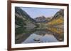 Colorado, White River National Forest, Maroon Bells with Autumn Color at First Light-Rob Tilley-Framed Photographic Print