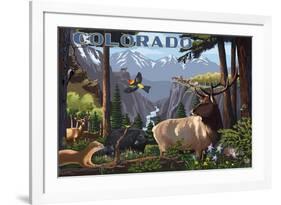 Colorado - Wildlife Utopia-Lantern Press-Framed Premium Giclee Print